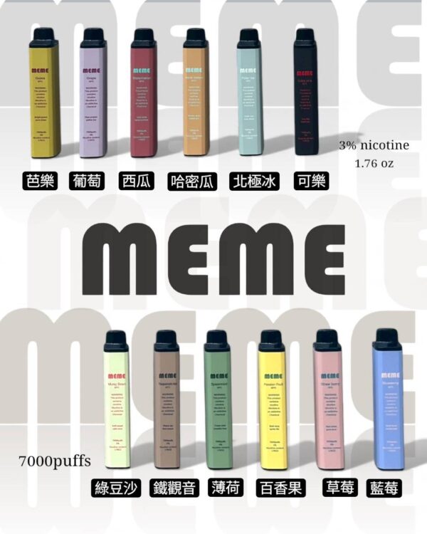 韓國MEME拋棄式🪄7000口可充電🔋Threads最火紅商品(任選10隻送一隻口味請備註)